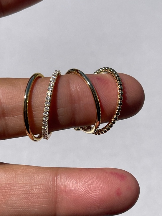 Gold Plated 925 Silver Stacked MOISSANITE Band Set  SZ 9 - Picture 4 of 5